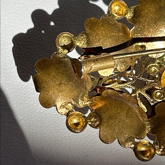 Czechoslovakia Glass Enamel Floral Brooch - Picture 5 of 6